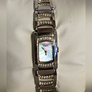 CITIZEN Mother of Pearl face ECO DRIVE Silver Women's Watch with Crystal Details